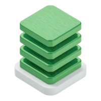 A stack of green square layers isolated on transparent background png