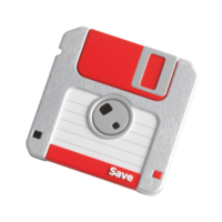 A red and silver floppy disk isolated on transparent background png