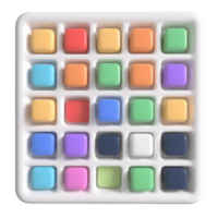 A grid of colorful square buttons isolated on transparent background png