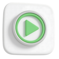 A green play button with a circular frame isolated on transparent background png