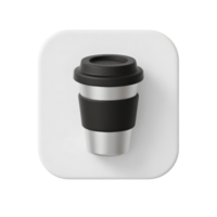 A disposable coffee cup on a white square isolated on transparent background png
