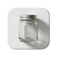 An empty glass jar isolated on transparent background png