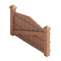 A small wooden gate with planks isolated on transparent background png
