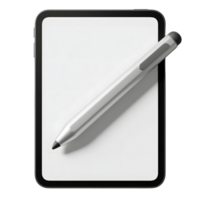 A tablet with stylus isolated on transparent background with a blank screen png