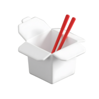 A takeout box with chopsticks isolated on transparent background png
