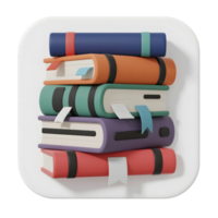 A colorful stack of books isolated on transparent background png