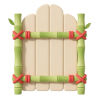 A bamboo frame with wooden panel isolated on transparent background png