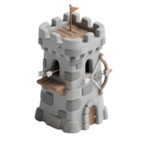 A medieval stone castle tower isolated on transparent background png