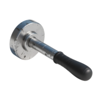 A metal hammer with a black handle isolated on transparent background png