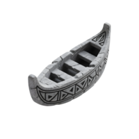 An ancient stone carved canoe isolated on transparent background png