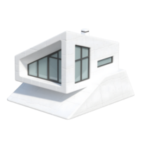 A modern white house with geometric design isolated on transparent background png