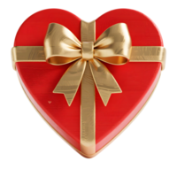 A red heartshaped box with a gold bow isolated on transparent background png