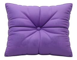 Close-up of a luxurious square purple pillow with button tufting png