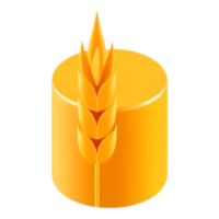 3D rendering of a golden wheat stalk on a cylinder png