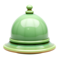 3D render of a shiny green serving bell cloche png
