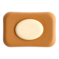 3D rendered soap bar with a white oval-shaped soap on a transparent background png