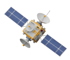 Communications satellite minimalist 3D rendering in a soft and smooth renderer png