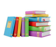 Stack of books minimalist 3D rendering smooth renderer png