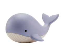 Cute whale minimalist 3D rendering in a soft and smooth renderer png