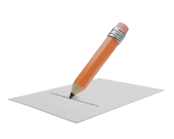 Classic yellow pencil on paper minimalist 3D rendering in a soft and smooth renderer png