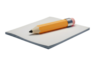 Classic yellow pencil paper minimalist 3D rendering in a soft and smooth renderer png