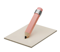 Classic pencil on paper minimalist 3D rendering in a soft and smooth renderer png