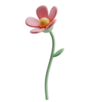 Toy flower minimalist 3D rendering in a soft and smooth renderer png