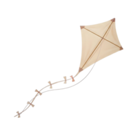 Kite with tail minimalist 3D rendering insoft and smooth renderer png