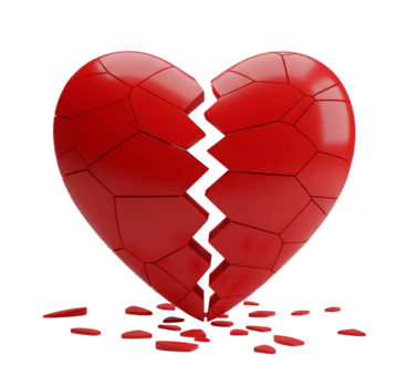 rosso rotto cuore minimalista 3d interpretazione nel un' morbido e liscio renderer png