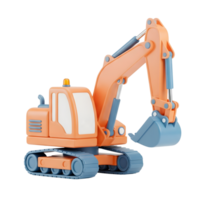 Excavator minimalist 3D rendering in a soft and smooth renderer png