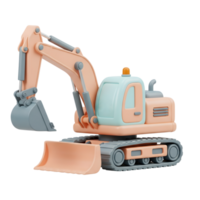 Excavator minimalist 3D rendering soft and smooth renderer png
