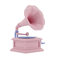 Vintage gramophone minimalist 3D rendering in a soft and smooth renderer png