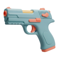 Toy pistol minimalist 3D rendering in a soft and smooth renderer png
