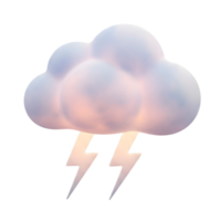 Cloud and lightning bolt minimalist 3D rendering in a soft and smooth renderer png