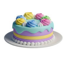 Colorful layer cake minimalist 3D rendering in smooth renderer png