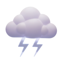 Cloud and lightning bolt minimalist 3D rendering in soft smooth renderer png