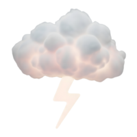 Cloud and lightning bolt minimalist 3D rendering in smooth renderer png