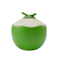 Green coconut minimalist 3D rendering in soft and smooth renderer png