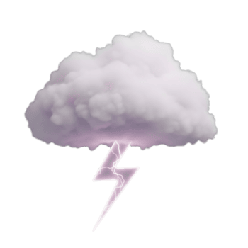 Cloud and lightning bolt minimalist 3D rendering in soft and smooth renderer png
