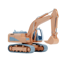 Excavator minimalist 3D rendering in soft and smooth renderer png