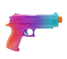 Toy pistol minimalist 3D rendering in a soft smooth renderer png