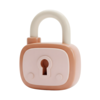 Padlock minimalist 3D rendering in a soft and smooth renderer png