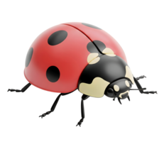 Red ladybug minimalist 3D rendering soft and smooth renderer png