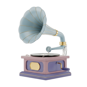 Vintage ▾ grammofono minimalista 3d interpretazione nel morbido e liscio renderer png