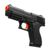 Black toy pistol minimalist rendering in a soft and smooth renderer png