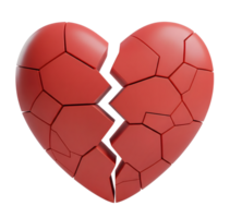 Red broken heart minimalist 3D rendering in a soft renderer png