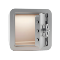 Open Metal Safe Deposit Box Minimalist 3D Rendering in Smooth Renderer png