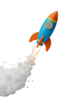 Rocket Launching into Space Minimalist 3D Rendering in Soft And Smooth Renderer png