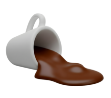 Spilled Coffee from a White Cup Minimalist 3D Rendering in a Soft And Smooth Renderer png
