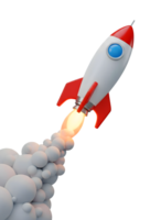 Rocket Launching into Space Minimalist 3D Rendering Smooth Renderer png